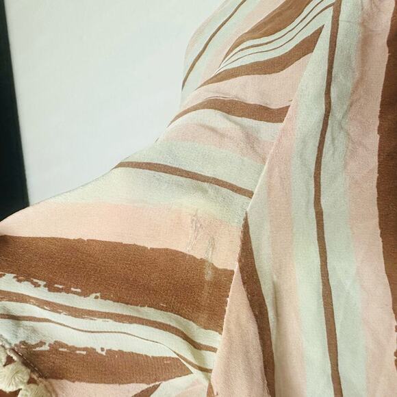 RAOUL Pink Brown Striped Printed 100% Silk Tie Neck Woven Raffaella Blouse Size2 - Picture 10 of 11